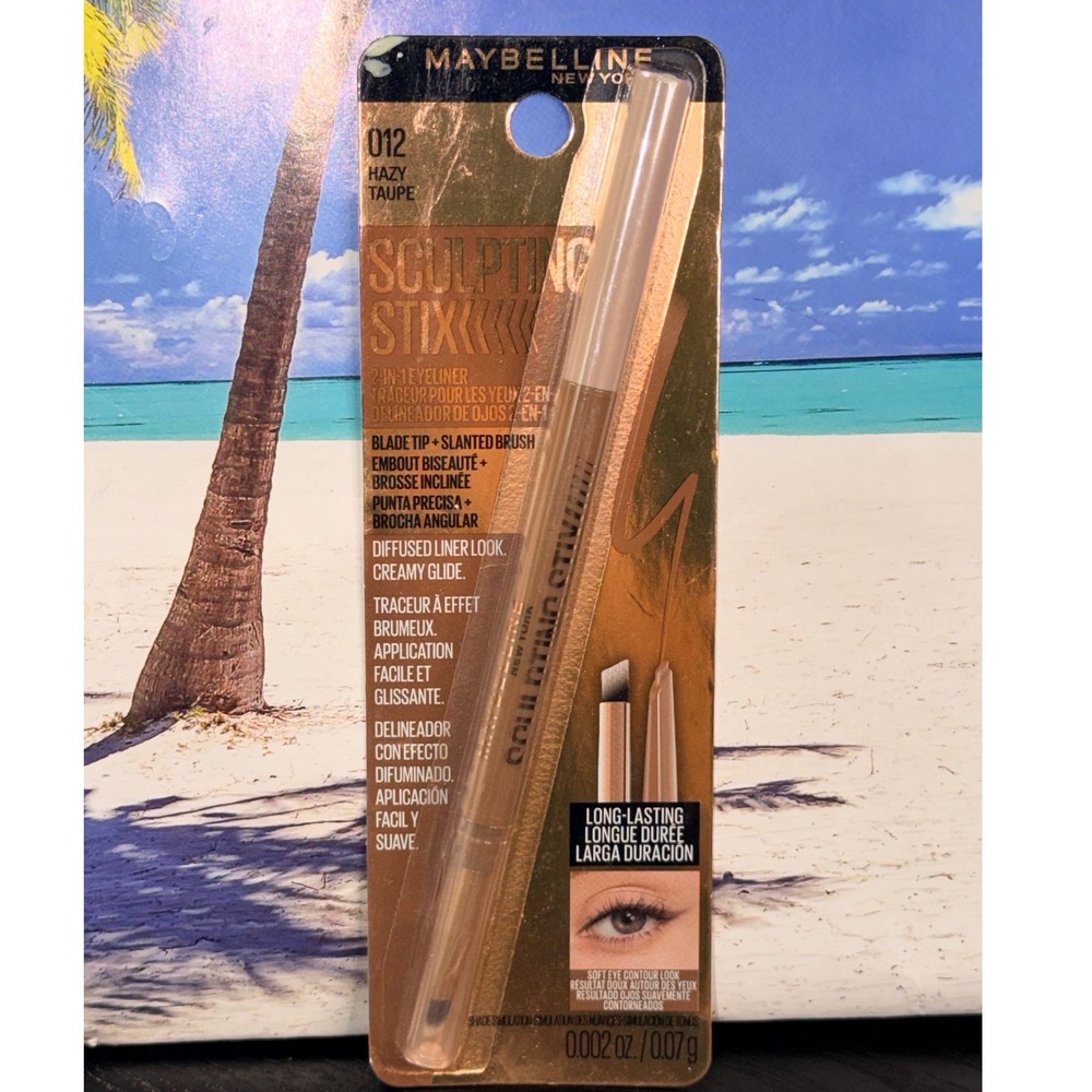 Maybelline Sculpting Stix 2-in-1 Eyeliner 012 Hazy Taupe Blade Tip Slanted Brush